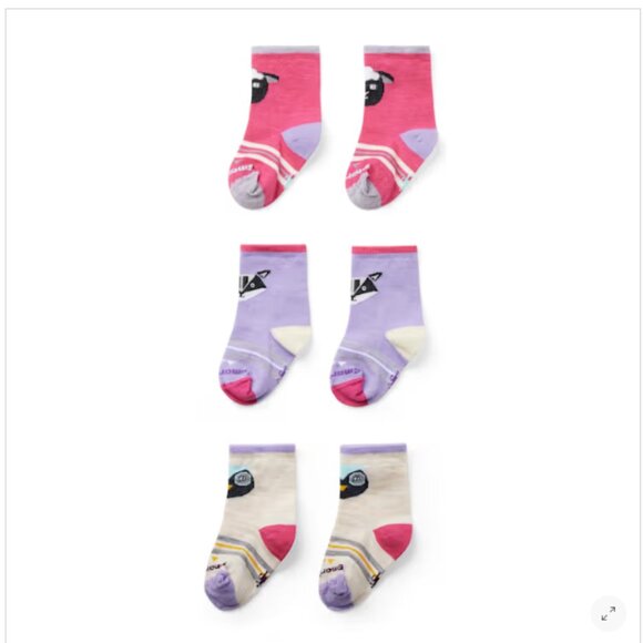 SmartWool Toddler Boys Girls 24M Trio Socks Power Pink 3-Pack Merino Wool NWT - Picture 1 of 1